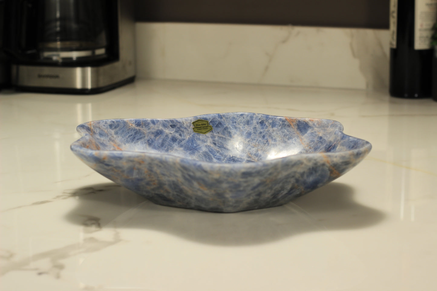 Blue Onyx Centerpiece Bowl – 12" x 10" Handcrafted Decorative Accent