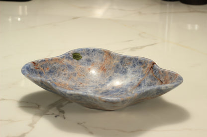 Blue & Red Onyx Centerpiece Bowl – 13" x 10" Handcrafted Decorative Accent