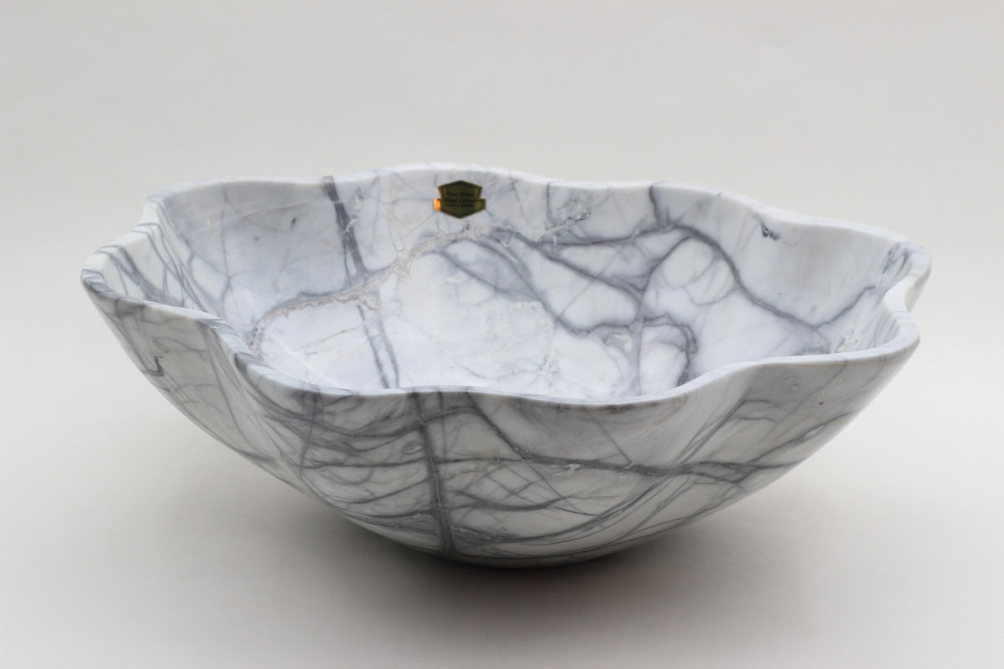 Grey Marble Centerpiece Bowl – 15" x 12" Handcrafted Statement Piece
