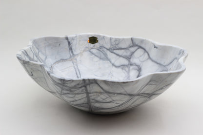 Grey Marble Centerpiece Bowl – 15" x 12" Handcrafted Statement Piece