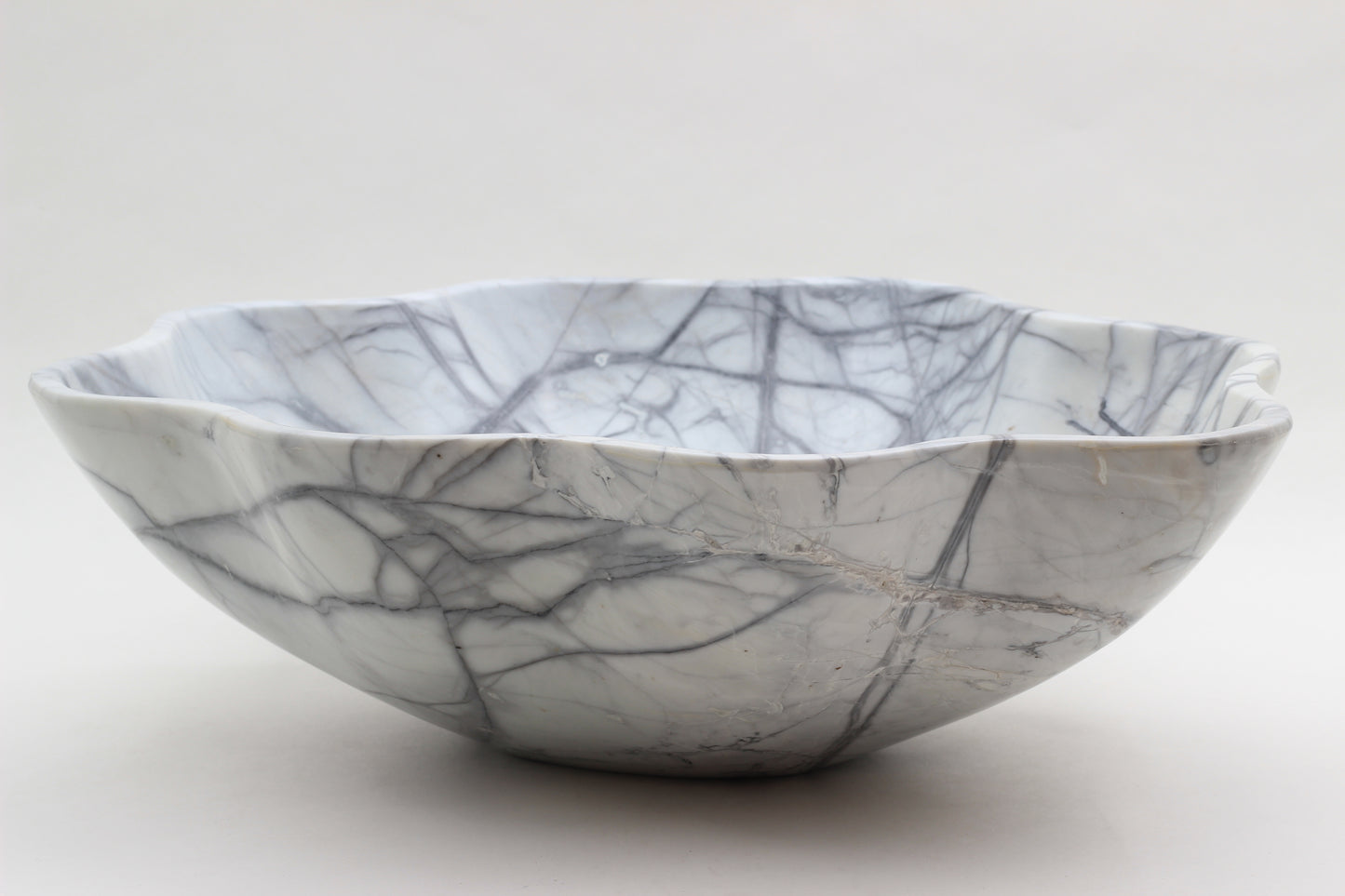 Grey Marble Centerpiece Bowl – 15" x 12" Handcrafted Statement Piece