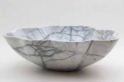 Grey Marble Centerpiece Bowl – 15" x 12" Handcrafted Statement Piece