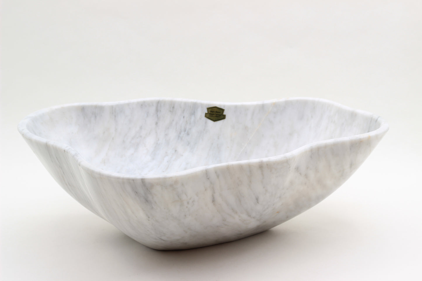Grey Marble Centerpiece Bowl – 16" x 12" Handcrafted Statement Piece