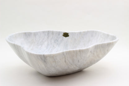 Grey Marble Centerpiece Bowl – 16" x 12" Handcrafted Statement Piece