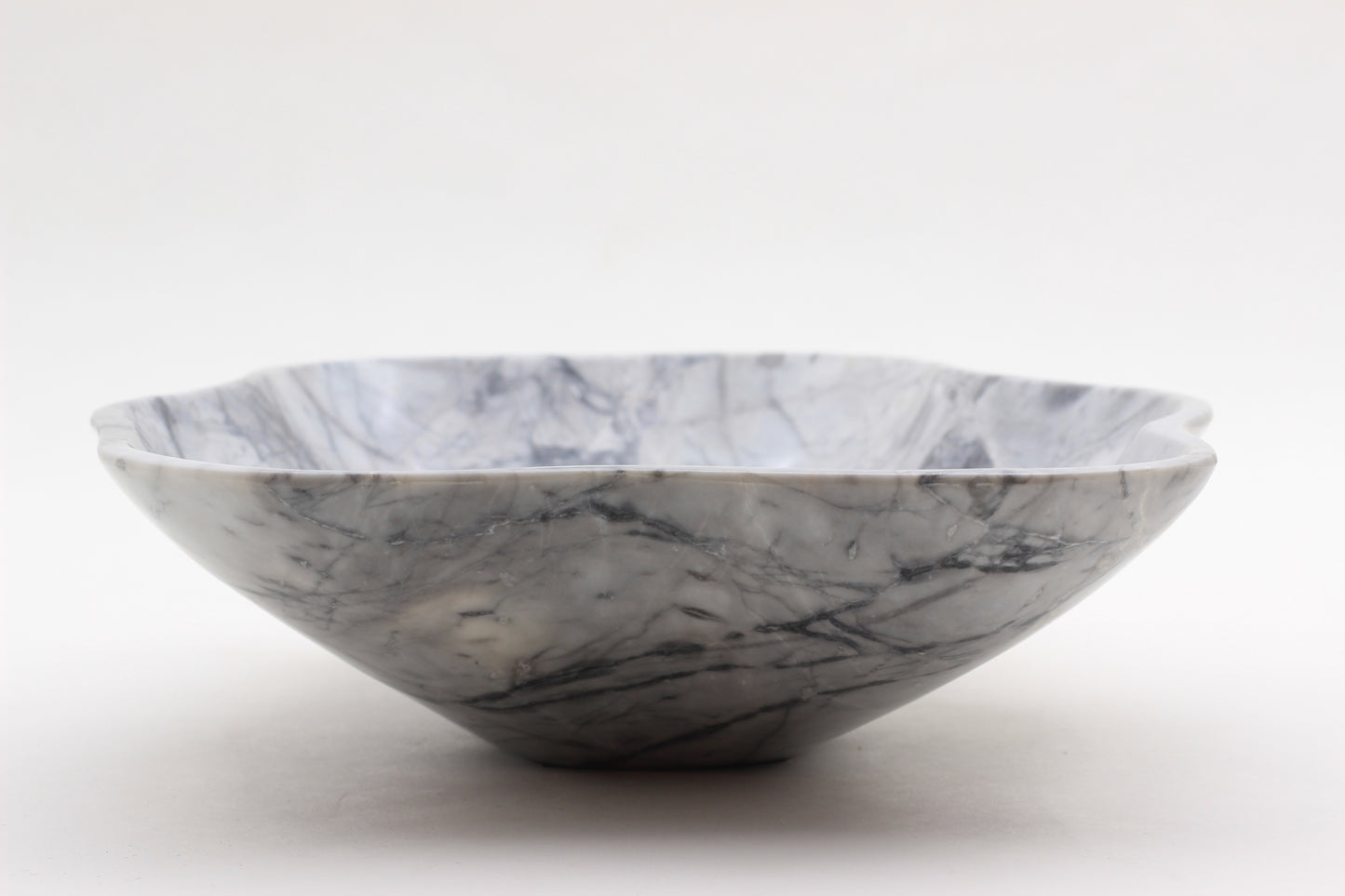 Grey Marble Centerpiece Bowl – 12" x 10" Handcrafted Decorative Accent
