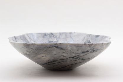 Grey Marble Centerpiece Bowl – 12" x 10" Handcrafted Decorative Accent
