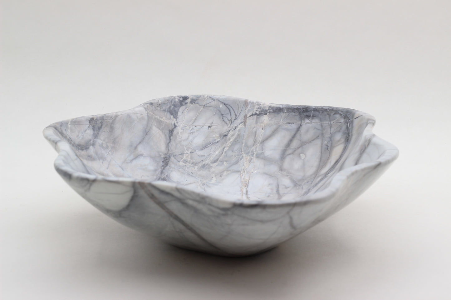 Grey Marble Centerpiece Bowl – 12" x 10" Handcrafted Decorative Accent
