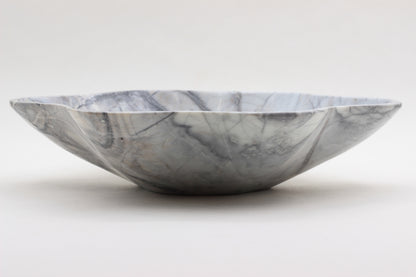 Grey Marble Centerpiece Bowl – 12" x 10" Handcrafted Decorative Accent