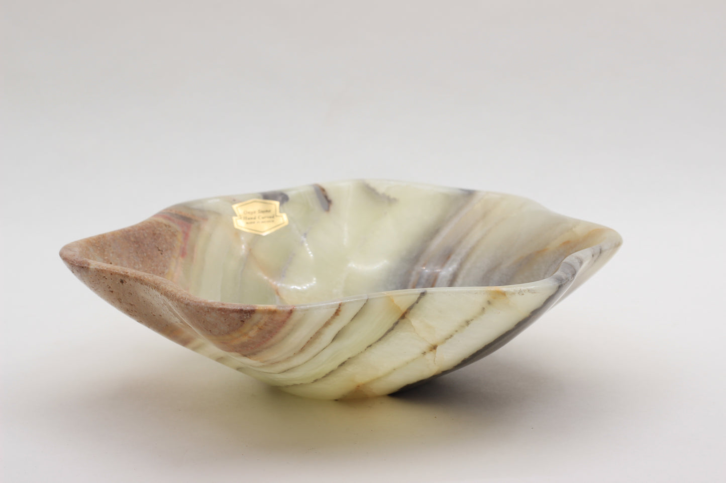 Green Onyx Accent Centerpiece Bowl – 10" x 9" Handcrafted Decorative Piece
