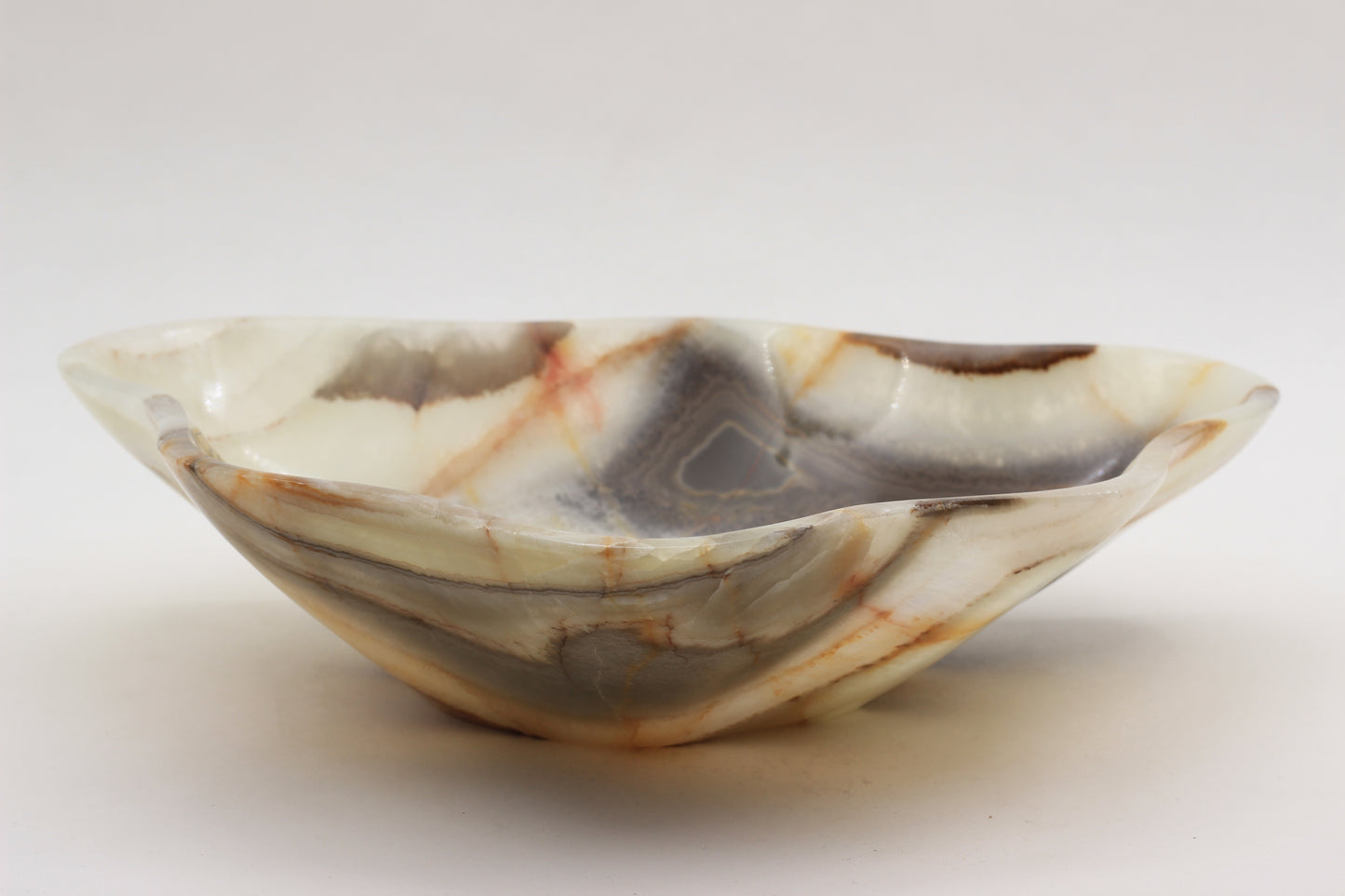 Green Onyx Accent Centerpiece Bowl – 10" x 8" Handcrafted Decorative Piece