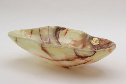 Green Onyx Accent Centerpiece Bowl – 11" x 7" Handcrafted Decorative Piece