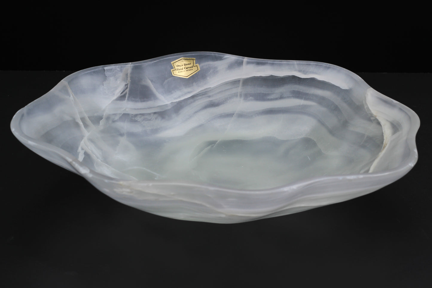 White Translucent Onyx Centerpiece – 12" x 10" Handcrafted Accent Piece