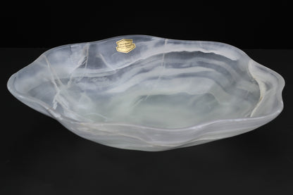 White Translucent Onyx Centerpiece – 12" x 10" Handcrafted Accent Piece