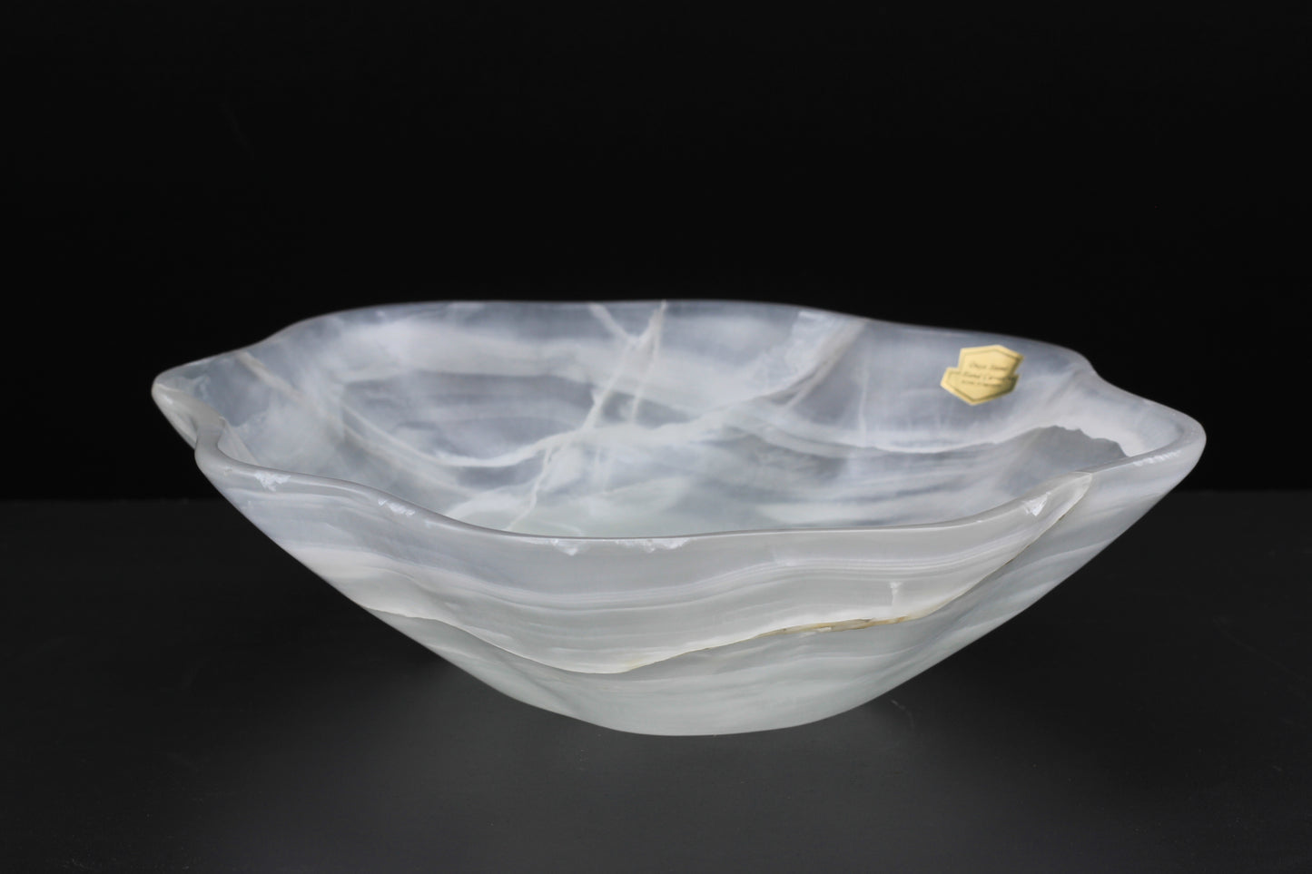 White Translucent Onyx Centerpiece – 12" x 10" Handcrafted Accent Piece