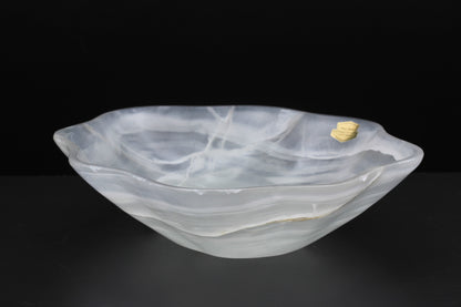 White Translucent Onyx Centerpiece – 12" x 10" Handcrafted Accent Piece