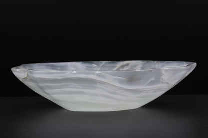 White Translucent Onyx Centerpiece – 12" x 10" Handcrafted Accent Piece
