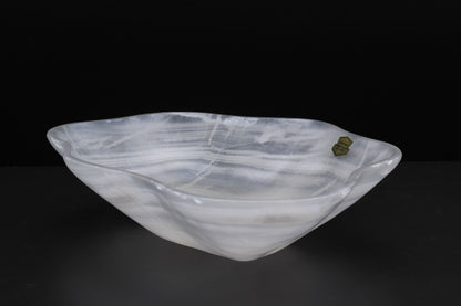 White Translucent Onyx Centerpiece – 13" x 9" Handcrafted Accent Piece