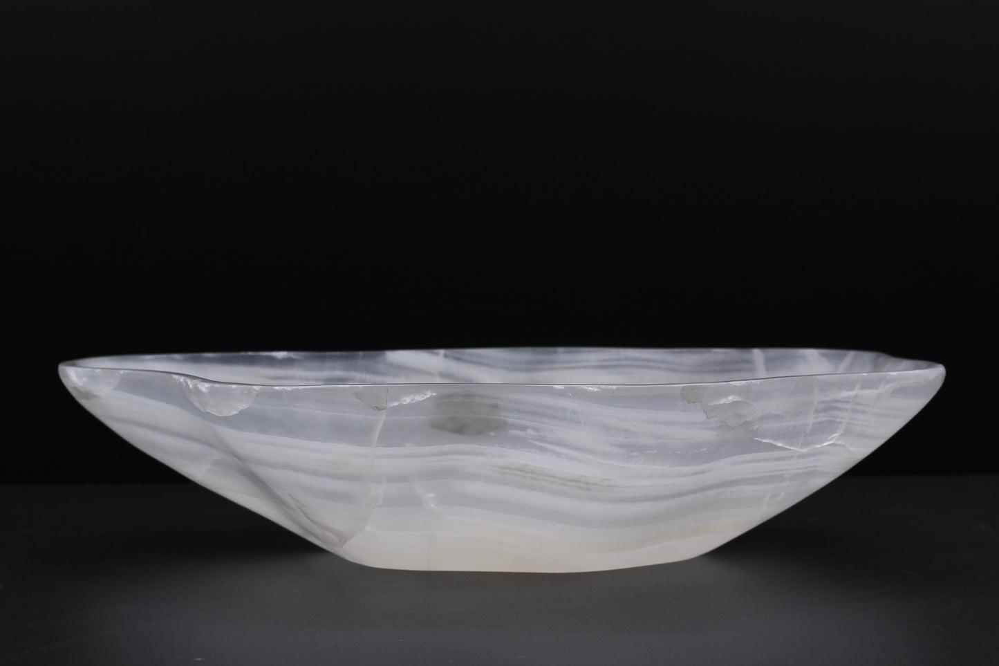 White Translucent Onyx Centerpiece – 13" x 9" Handcrafted Accent Piece