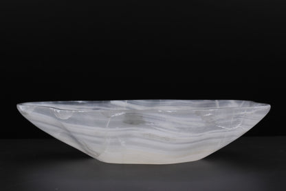 White Translucent Onyx Centerpiece – 13" x 9" Handcrafted Accent Piece