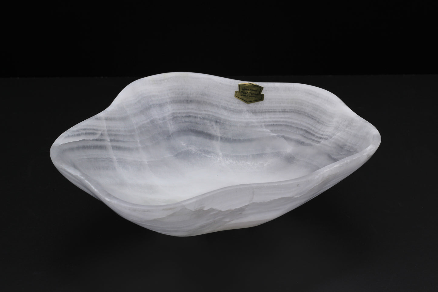 White Translucent Onyx Centerpiece Bowl – 9" x 10" Handcrafted Accent Piece
