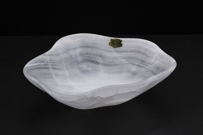 White Translucent Onyx Centerpiece Bowl – 9" x 10" Handcrafted Accent Piece