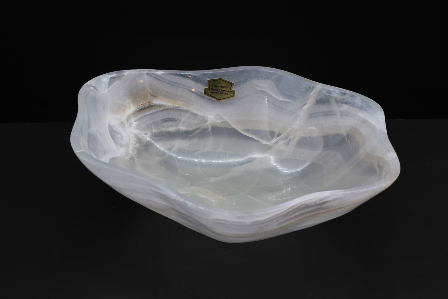 White Translucent Onyx Centerpiece Bowl – 9" x 10" Handcrafted Accent Piece