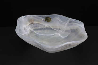 White Translucent Onyx Centerpiece Bowl – 9" x 10" Handcrafted Accent Piece