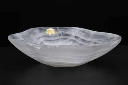 White Translucent Onyx Centerpiece Bowl – 9" x 10" Handcrafted Accent Piece