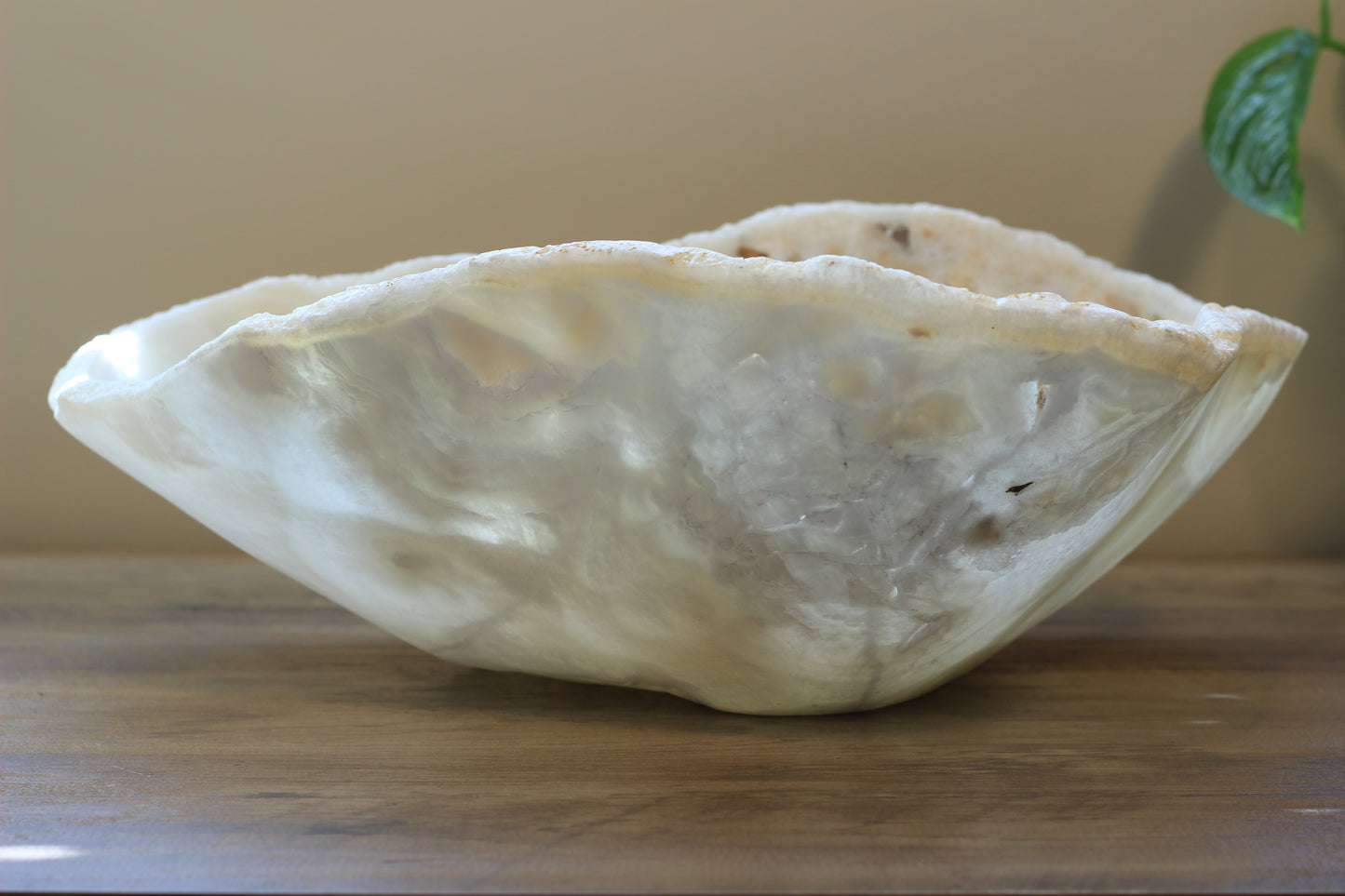 Beige Onyx Centerpiece Bowl – 15" x 11" Handcrafted Statement Piece
