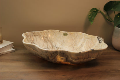 Beige & Yellow Onyx Centerpiece– 18" x 13" Handcrafted Statement Piece