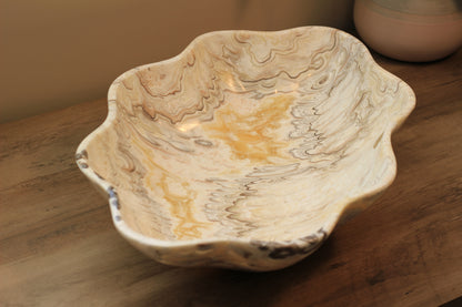 Beige & Yellow Onyx Centerpiece– 18" x 13" Handcrafted Statement Piece