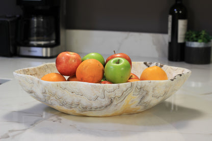 Beige & Yellow Onyx Centerpiece– 18" x 13" Handcrafted Statement Piece