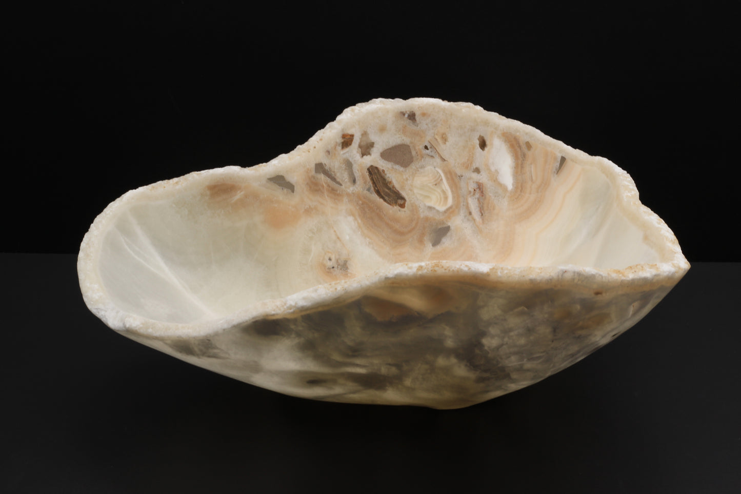 Beige Onyx Centerpiece Bowl – 15" x 11" Handcrafted Statement Piece