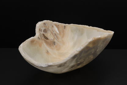 Beige Onyx Centerpiece Bowl – 15" x 11" Handcrafted Statement Piece
