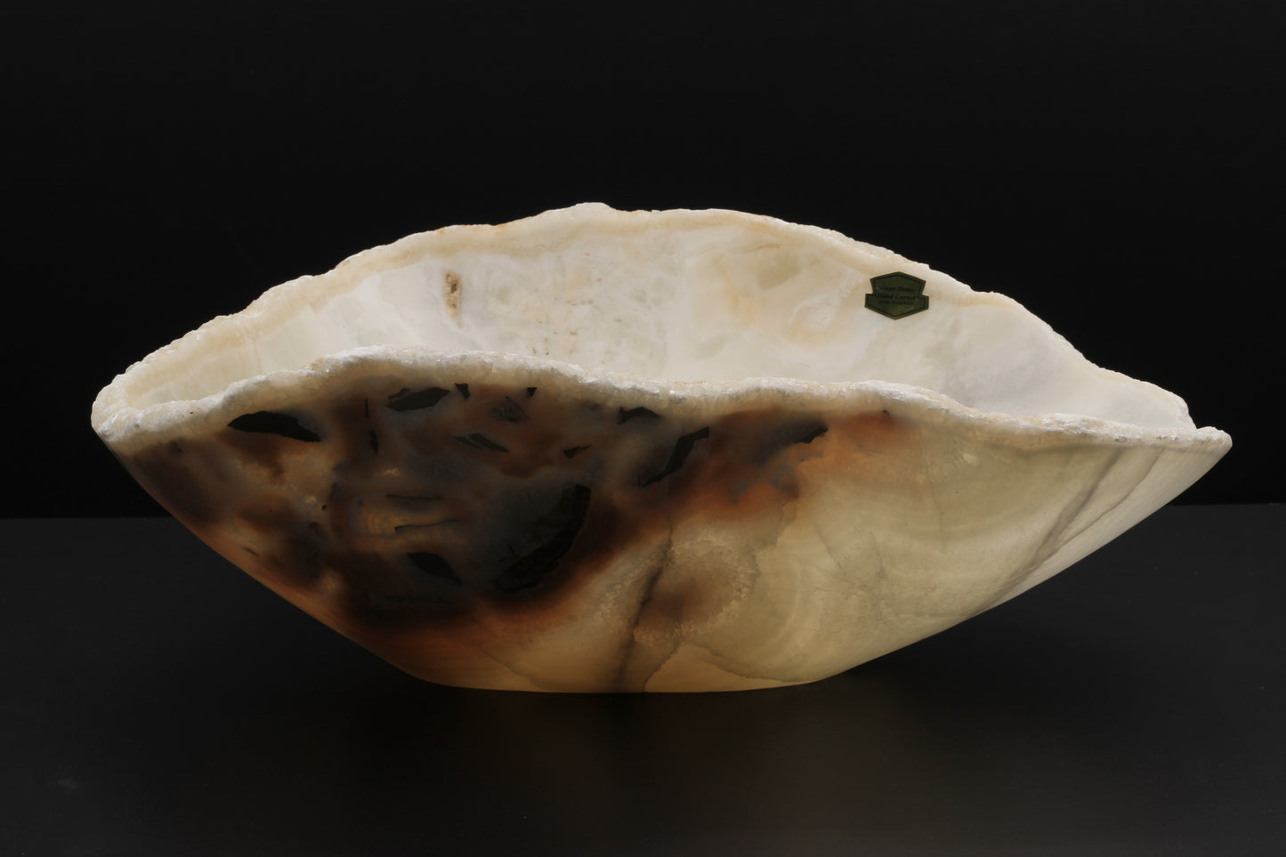 Beige Onyx Centerpiece Bowl – 15" x 11" Handcrafted Statement Piece