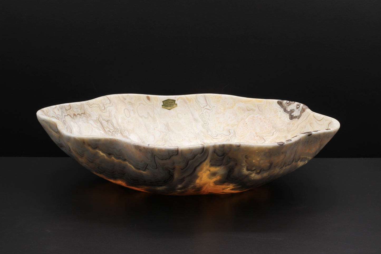Beige & Yellow Onyx Centerpiece– 18" x 13" Handcrafted Statement Piece