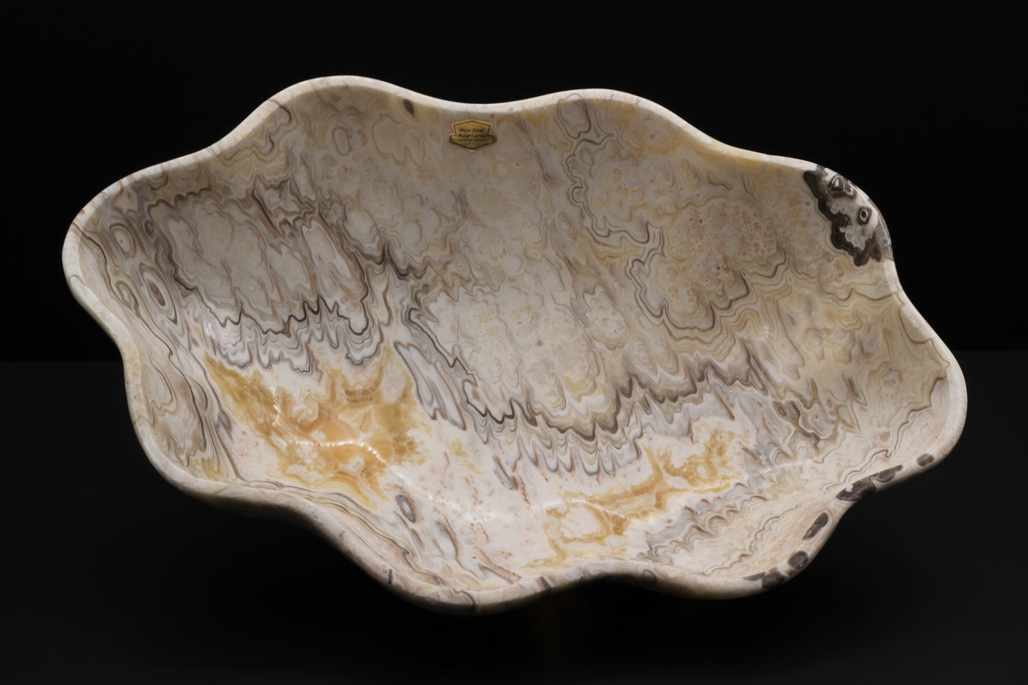 Beige & Yellow Onyx Centerpiece– 18" x 13" Handcrafted Statement Piece