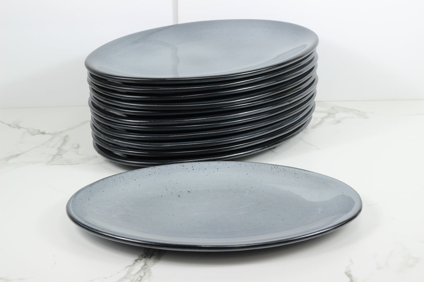 Anfora Denali Grey- 13.5" Oval Plate- 1 Dozen