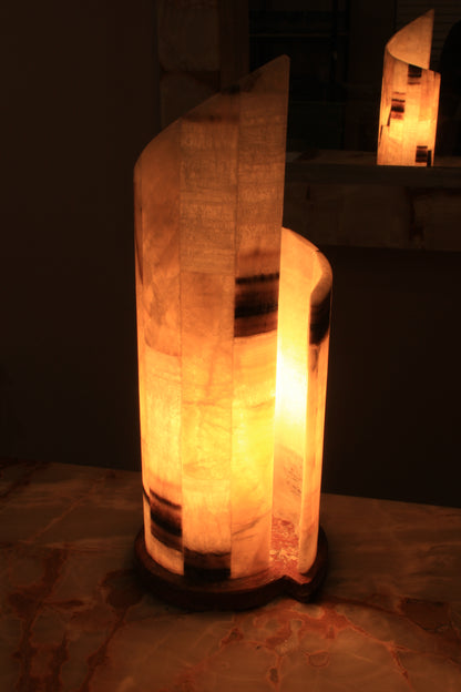 Large Beige Onyx Vortex Lamp