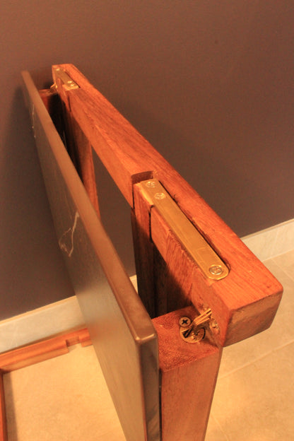 Los Cabos Wood Folding Auxilliary Table w/ Real Stone Top