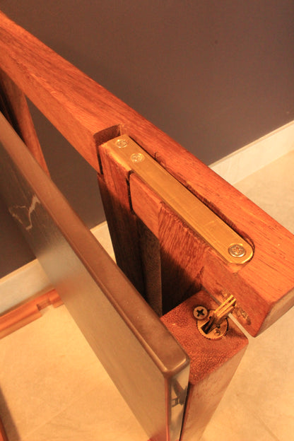 Los Cabos Wood Folding Auxilliary Table w/ Real Stone Top