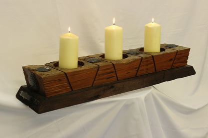 Handmade Parota Wood Candle Holder- Mexican Rustic
