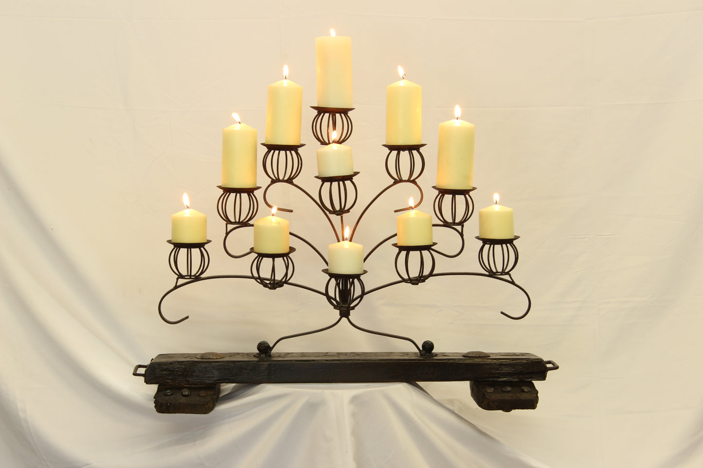 35" Iron & Wood Mexican Rustic Candelabra