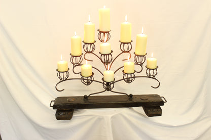 35" Iron & Wood Mexican Rustic Candelabra