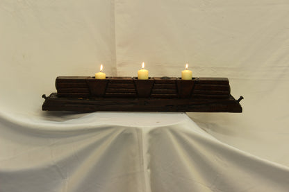Handmade Parota Wood Candle Holder- Mexican Rustic