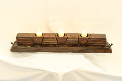 Handmade Parota Wood Candle Holder- Mexican Rustic