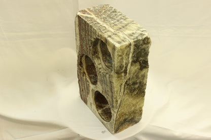 Red & Beige Onyx Stone Wine Holder