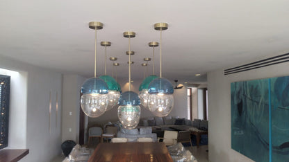 Aqua Green Glass Globe LED Pendant Light